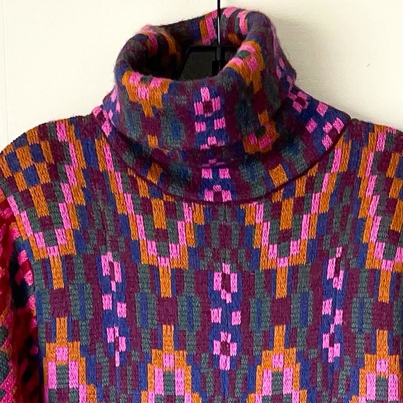 Farm Rio Tapestry Scarf Sweater Maxi Dress Knit Pink Multi Small NWT - Picture 5 of 14